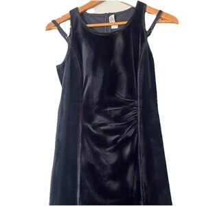 Vintage Armani J Black Burnout Velvet Knee Length Edgy 80’s Italian Made Dress 8